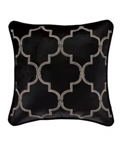 Budget 🔔 J Queen New York Windham Black 18 Inch Square Embellished Decorative Throw Pillow 🎉