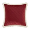 Hot Sale 🧨 J Queen New York Casey Sherpa - Crimson 18" Square Quilted Decorative Throw Pillow 💯