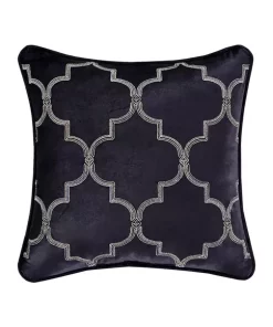 Deals 💯 J Queen New York Middlebury Indigo 18 Inch Square Embellished Decorative Throw Pillow 🥰