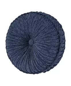 Discount 🥰 J Queen New York Weston - Blue Tufted Round Decorative Throw Pillow ❤️