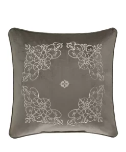 Flash Sale ✔️ J Queen New York 18 Inch Crestview Silver Square Decorative Throw Pillow 👏