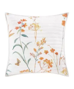 New 🔔 J by J Queen New York Bridget Coral 18 Inch Square Quilted Decorative Throw Pillow 🎁