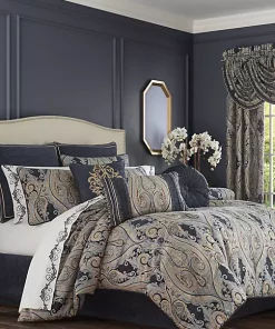 New 😍 J Queen New York Luciana Indigo 4 Piece Comforter Set 👏