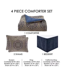 Discount 😀 J Queen New York Botticelli Navy 4 Piece Comforter Set 🥰 -J Queen Shop Belk 43