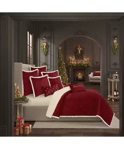 Best Pirce 🎉 J Queen New York Casey Sherpa - Crimson 3Pc. Quilt Set 🔔 -J Queen Shop Belk 484